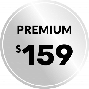 silver badge with price of $159 for premium smoke alarm service